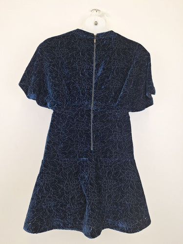 Second-Hand - Cue Rich Blue Velvet Mini Dress Size 12 - SwapUp
