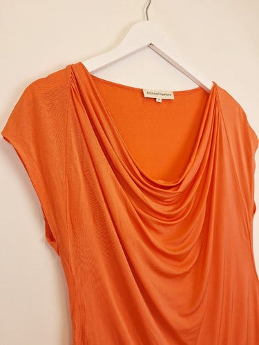 Second-Hand - Anthea Crawford Cowl Neck Apricot Shimmer Top Size M - SwapUp
