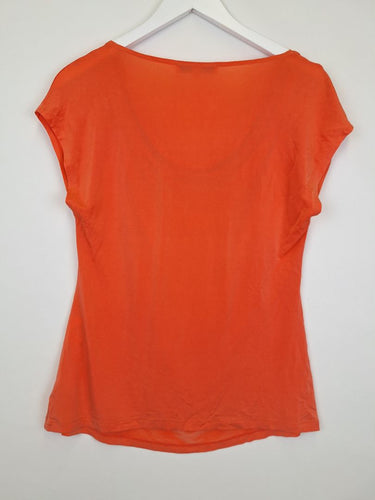 Second-Hand - Anthea Crawford Cowl Neck Apricot Shimmer Top Size M - SwapUp