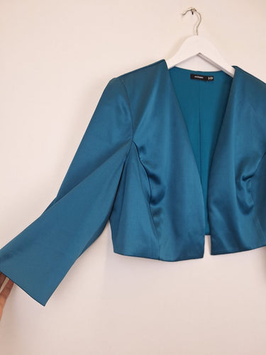 Second-Hand - Eve Hunter Dark Teal Satin Evening Jacket Size 14 - SwapUp