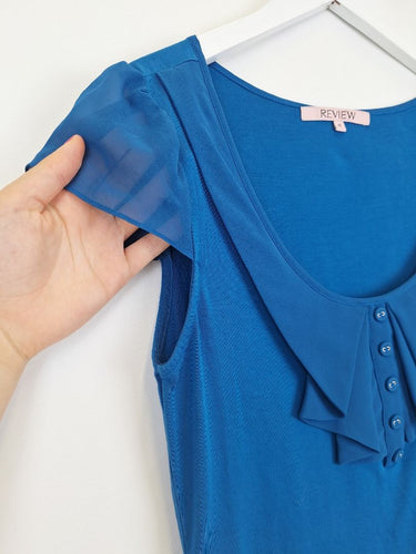 Second-Hand - Review Scoop Neck Chiffon Pleat Blouse Size 12 - SwapUp