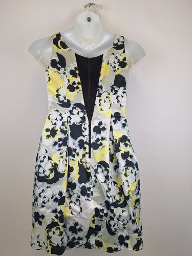 Second-Hand - Veronika Maine Lemon Pansy Satin Midi Dress Size 10 - SwapUp