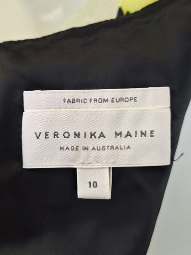 Second-Hand - Veronika Maine Lemon Pansy Satin Midi Dress Size 10 - SwapUp
