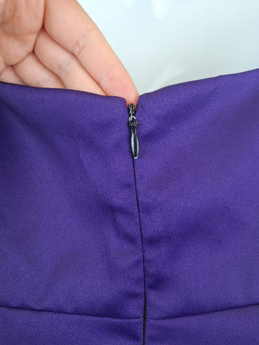 Second-Hand - Maggy London Grape Satin Elegant Midi Dress Size 14 - SwapUp