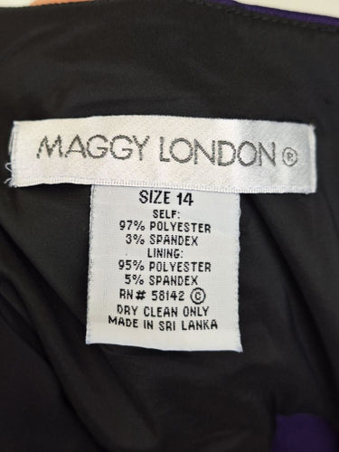 Second-Hand - Maggy London Grape Satin Elegant Midi Dress Size 14 - SwapUp