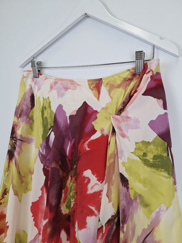 Second-Hand - Meredith Lush Draped Silk Blooms Midi Skirt Size 12 - SwapUp