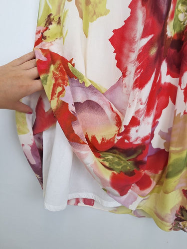 Second-Hand - Meredith Lush Draped Silk Blooms Midi Skirt Size 12 - SwapUp