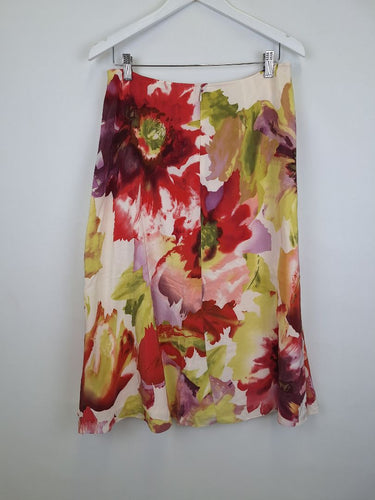 Second-Hand - Meredith Lush Draped Silk Blooms Midi Skirt Size 12 - SwapUp
