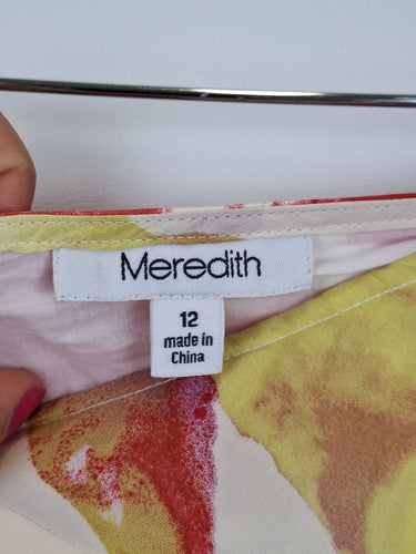 Second-Hand - Meredith Lush Draped Silk Blooms Midi Skirt Size 12 - SwapUp