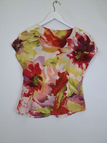 Second-Hand - Meredith Romantic Silk Watercolour Floral Top Size 12 - SwapUp