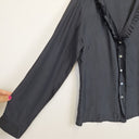 Second-Hand - Assorted Brands Classy Charcoal Frilled Silk Blouse Size 12 - SwapUp