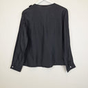 Second-Hand - Assorted Brands Classy Charcoal Frilled Silk Blouse Size 12 - SwapUp