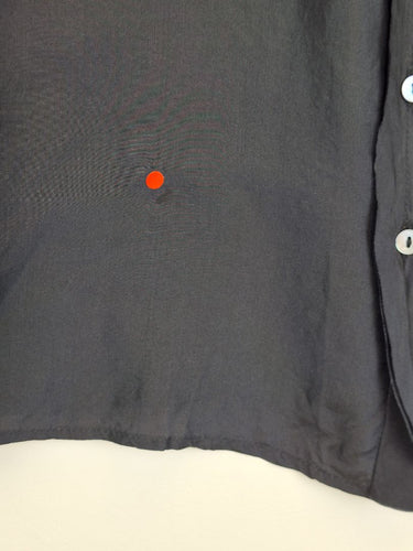 Second-Hand - Assorted Brands Classy Charcoal Frilled Silk Blouse Size 12 - SwapUp