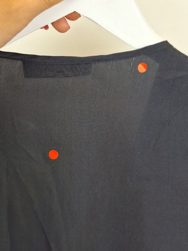 Second-Hand - Assorted Brands Classy Charcoal Frilled Silk Blouse Size 12 - SwapUp