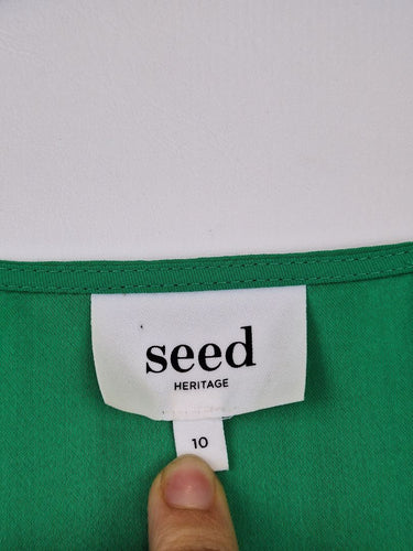 Second-Hand - Seed Vibrant Cross Body Peplum Top Size 10 - SwapUp