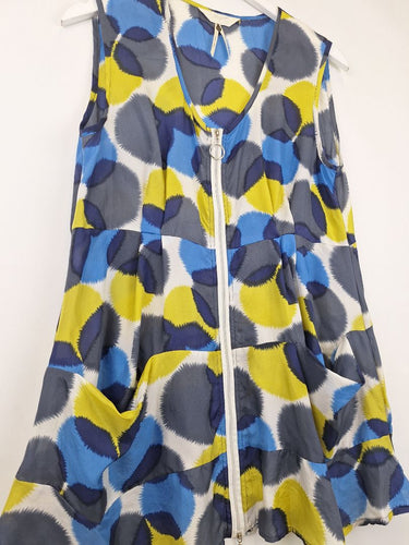 Second-Hand - Verge Ink Blot Silk Front Zip Top Size 12 - SwapUp