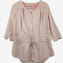 Second-Hand - Hammock & Vine Beige Linen Drawstring Collarless Shirt Size 10 - SwapUp