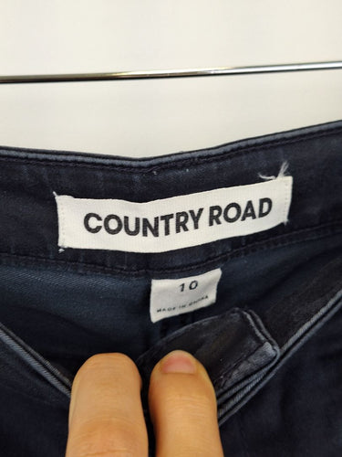 Second-Hand - Country Road Washed Navy Zip Detail Jeans Size 10 - SwapUp