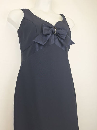 Second-Hand - Geoff Bade Sweet Navy Embellished Bow Dress Size 12 - SwapUp