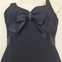 Second-Hand - Geoff Bade Sweet Navy Embellished Bow Dress Size 12 - SwapUp