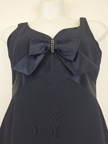 Second-Hand - Geoff Bade Sweet Navy Embellished Bow Dress Size 12 - SwapUp