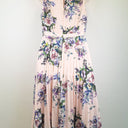 Second-Hand - Review Feminine Soft Pink Floral Midi Dress Size 10 - SwapUp