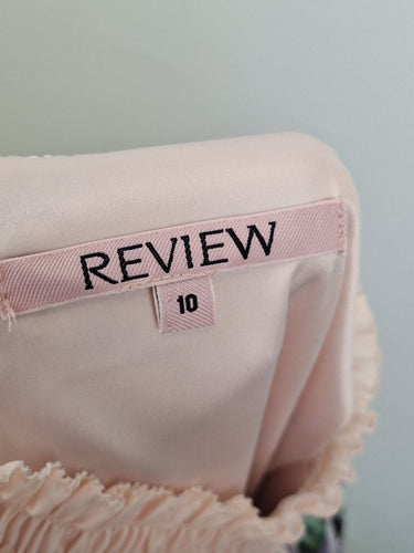 Second-Hand - Review Feminine Soft Pink Floral Midi Dress Size 10 - SwapUp