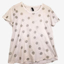 Second-Hand - Foil Silver Polka Dot Casual T-shirt Size M - SwapUp
