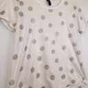 Second-Hand - Foil Silver Polka Dot Casual T-shirt Size M - SwapUp