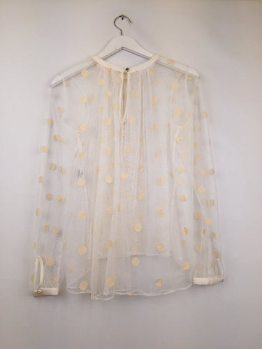 Second-Hand - Sass & Bide Double Act Sheer Spotted Mesh Top Size 6 - SwapUp