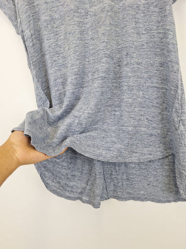 Second-Hand - Tahari Blue Slate Cap Sleeve Casual T-shirt Size M - SwapUp