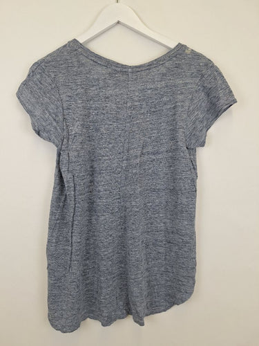 Second-Hand - Tahari Blue Slate Cap Sleeve Casual T-shirt Size M - SwapUp