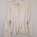 Second-Hand - IMONNI Elegant Ivory Bell Sleeve Top Size 12 - SwapUp