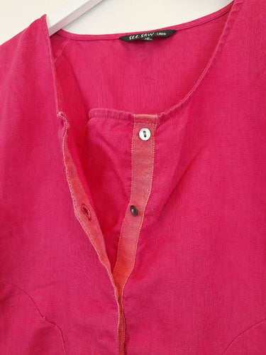 Second-Hand - See Saw Fuchsia 80's Style Linen Top Size 12 - SwapUp