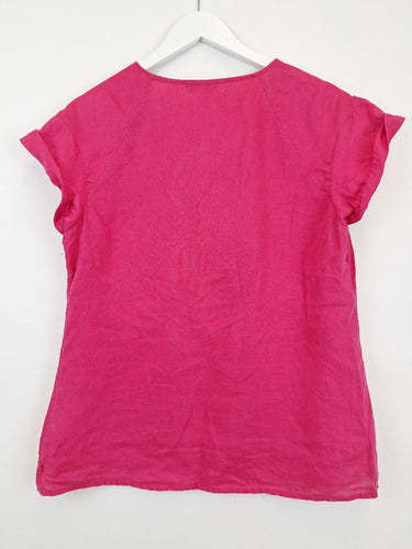Second-Hand - See Saw Fuchsia 80's Style Linen Top Size 12 - SwapUp