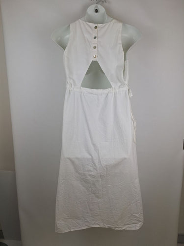 Second-Hand - The Fated Seersucker Crisp Drawstring Midi Dress Size 14 - SwapUp
