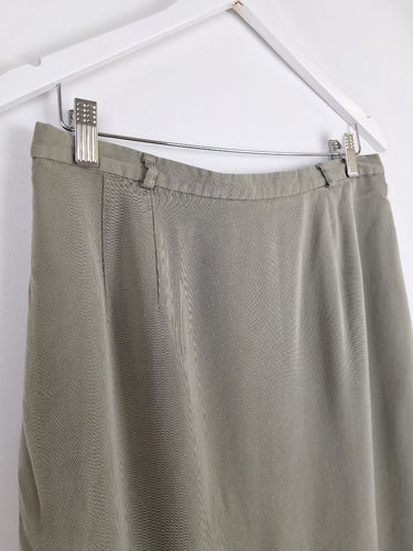 Second-Hand - Talbots Khaki Silk Pencil Midi Skirt Size 14 - SwapUp
