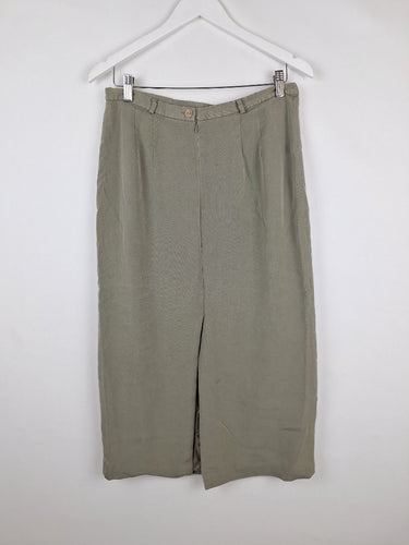 Second-Hand - Talbots Khaki Silk Pencil Midi Skirt Size 14 - SwapUp