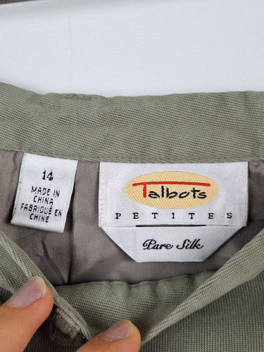 Second-Hand - Talbots Khaki Silk Pencil Midi Skirt Size 14 - SwapUp