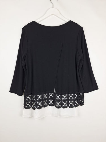 Second-Hand - Joseph Ribkoff Lace Trim Layered Top Size 12 - SwapUp