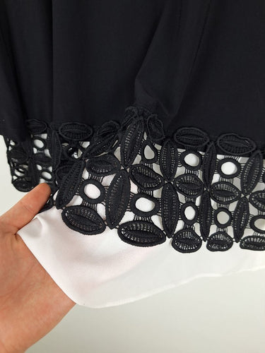 Second-Hand - Joseph Ribkoff Lace Trim Layered Top Size 12 - SwapUp