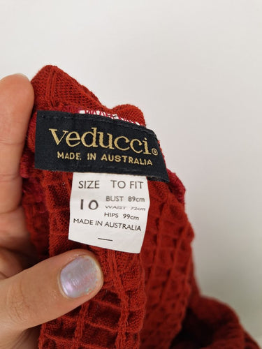 Second-Hand - Veducci Maroon Textured Abstract Jacket Size 10 - SwapUp