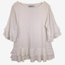 Second-Hand - Carolina Crisp White Frill Edge Top Size L - SwapUp