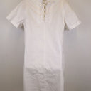 Second-Hand - Witchery Delicate Linen Blend Broderie Detail Dress Size S - SwapUp