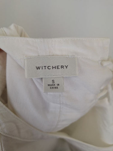Second-Hand - Witchery Delicate Linen Blend Broderie Detail Dress Size S - SwapUp