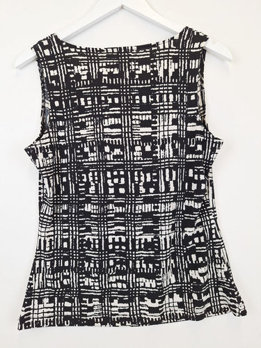Second-Hand - Calvin Klein Cowl Neck B&W Top Size M - SwapUp