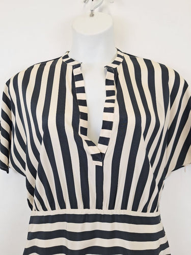 Second-Hand - Assorted Brands Silk Striped Midi Dress Size 10 - SwapUp