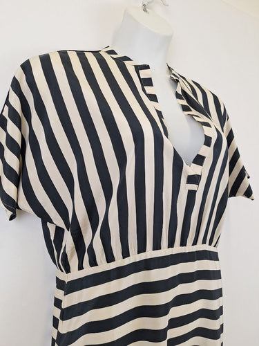 Second-Hand - Assorted Brands Silk Striped Midi Dress Size 10 - SwapUp