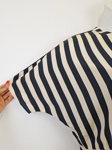 Second-Hand - Assorted Brands Silk Striped Midi Dress Size 10 - SwapUp