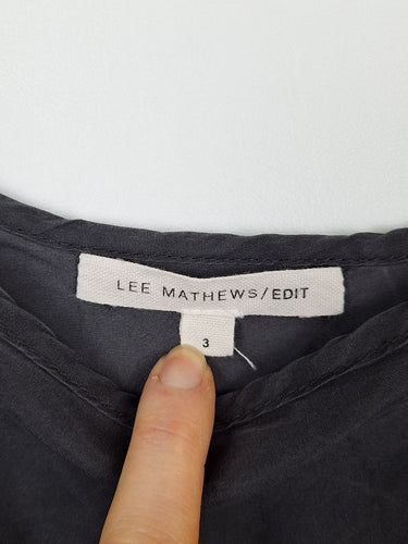 Second-Hand - Lee Mathews / Edit Midnight Grey Sheer Silk Slip Top Size 12 - SwapUp